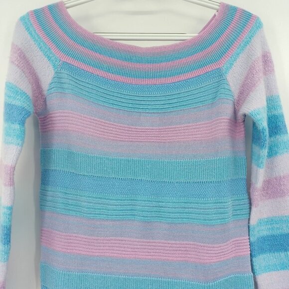 Tularosa Revolve Kinsley Dress In Multi Pastel Striped Wool Off The Shoulder S - Picture 5 of 10